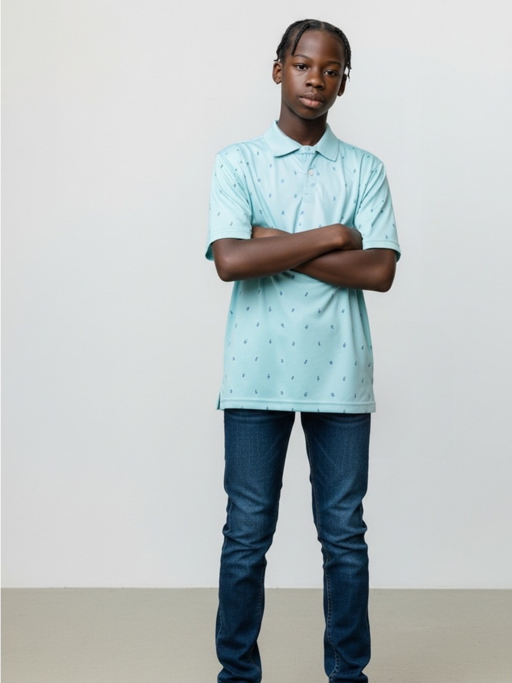 abercrombie kids Light Blue Polo with Small Navy Motifs